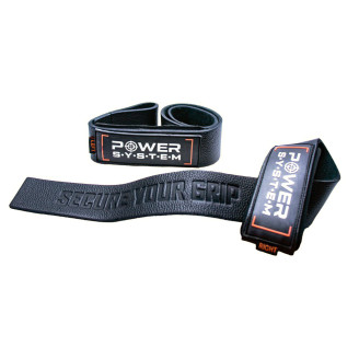 POWER-SYSTEM PASKI LEATHER LIFTING STRAPS-BLACK