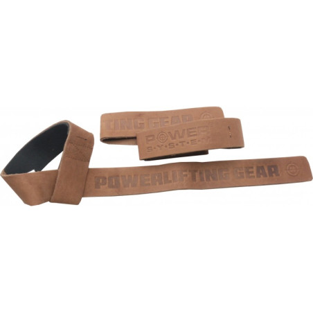 POWER-SYSTEM PASKI LEATHER LIFTING STRAPS-BROWN